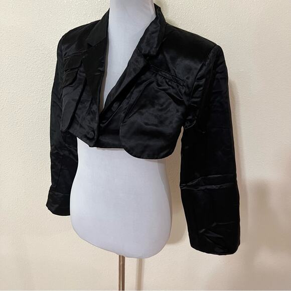 Atior Canyon black cotton silk blend cutout cropped blazer US6 - Picture 3 of 9
